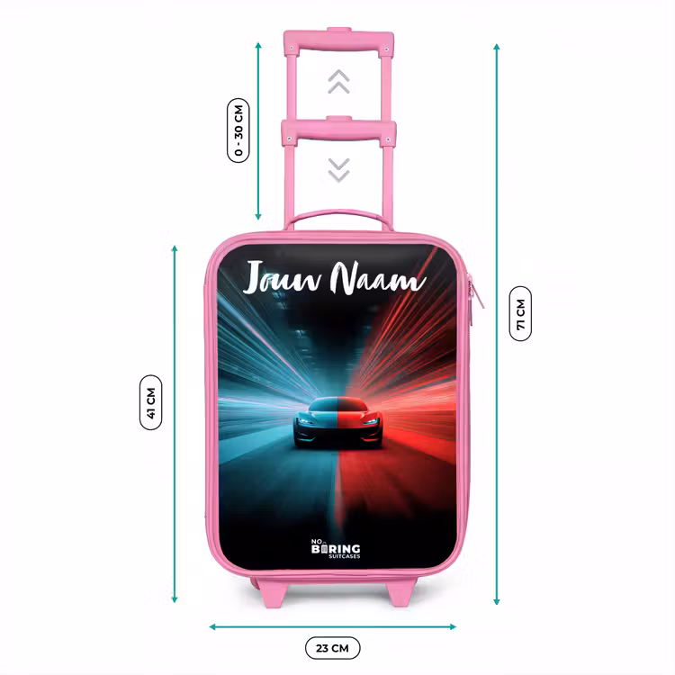Kinderkoffer met naam - Roze - Sportauto - Blauw - Neon - Stad — 6