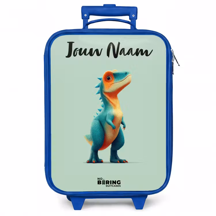 Kinderkoffer met naam - Blauw - Dino - Dier - Groen - Oranje — 1