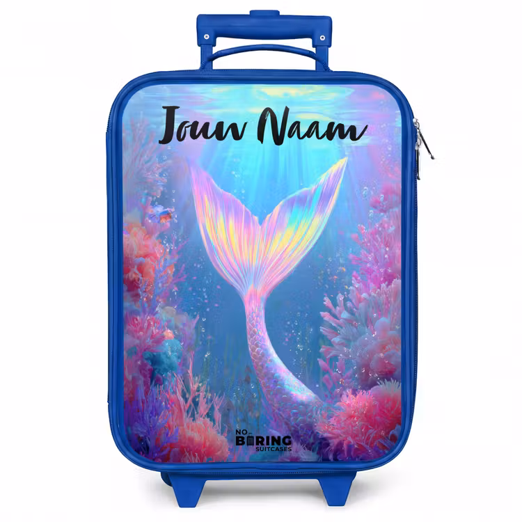 Kinderkoffer met naam - Blauw - Zeemeermin - Koraal - Water — 1