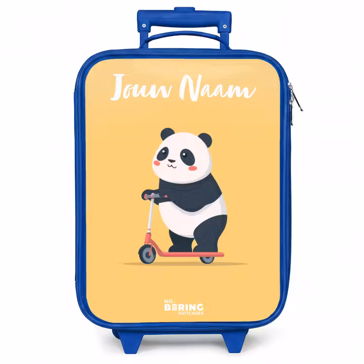 Kinderkoffer met naam - Blauw - Panda - Step - Geel — 1