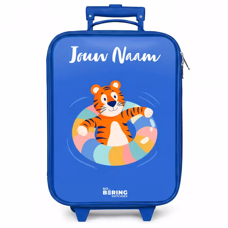 Kinderkoffer met naam - Blauw - Tijger - Zwemband - Water — 1