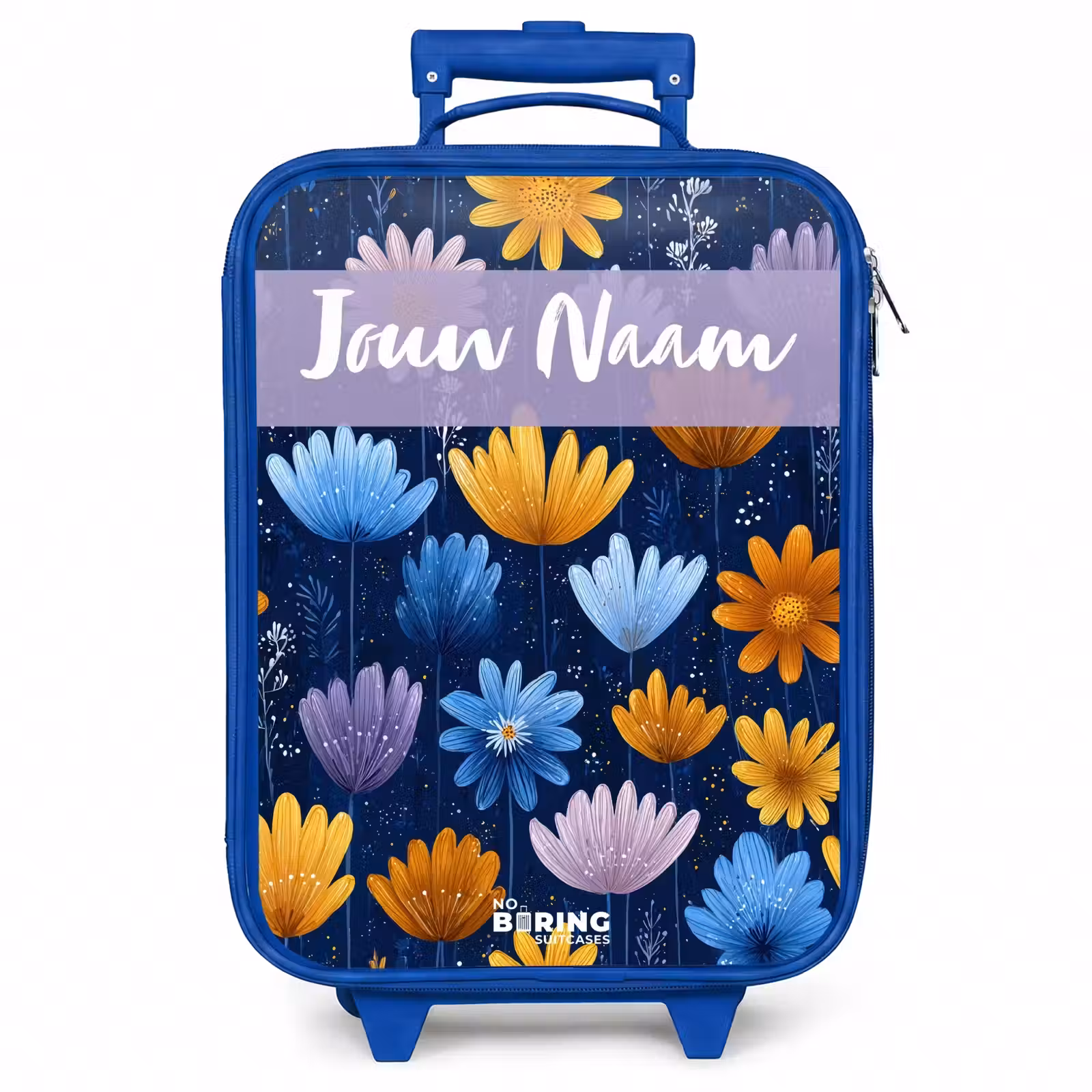 Kinderkoffer met naam - Blauw - Bloemen - Patroon - Blauw — 1