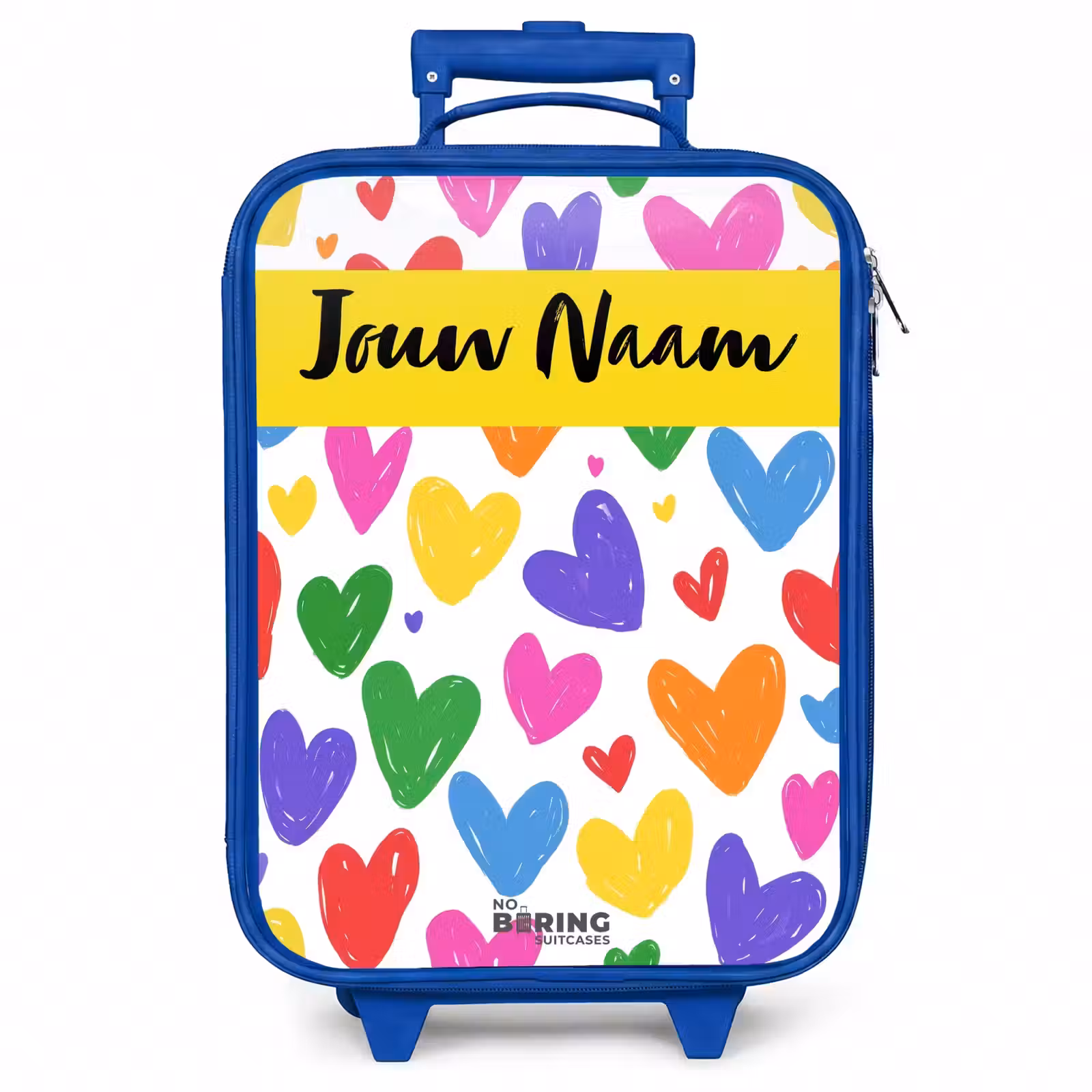 Kinderkoffer met naam - Blauw - Hartjes - Patroon - Kleurrijk — 1