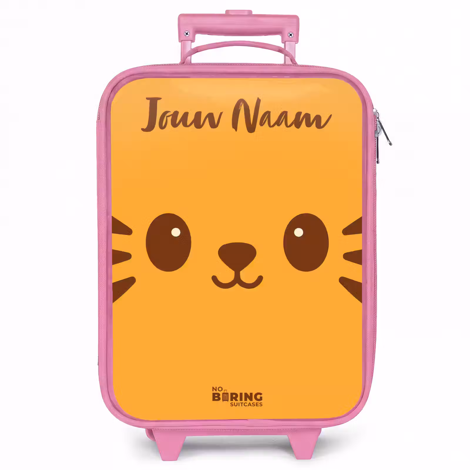 Kinderkoffer met naam - Roze - Kawai - Tijger - Oranje — 1