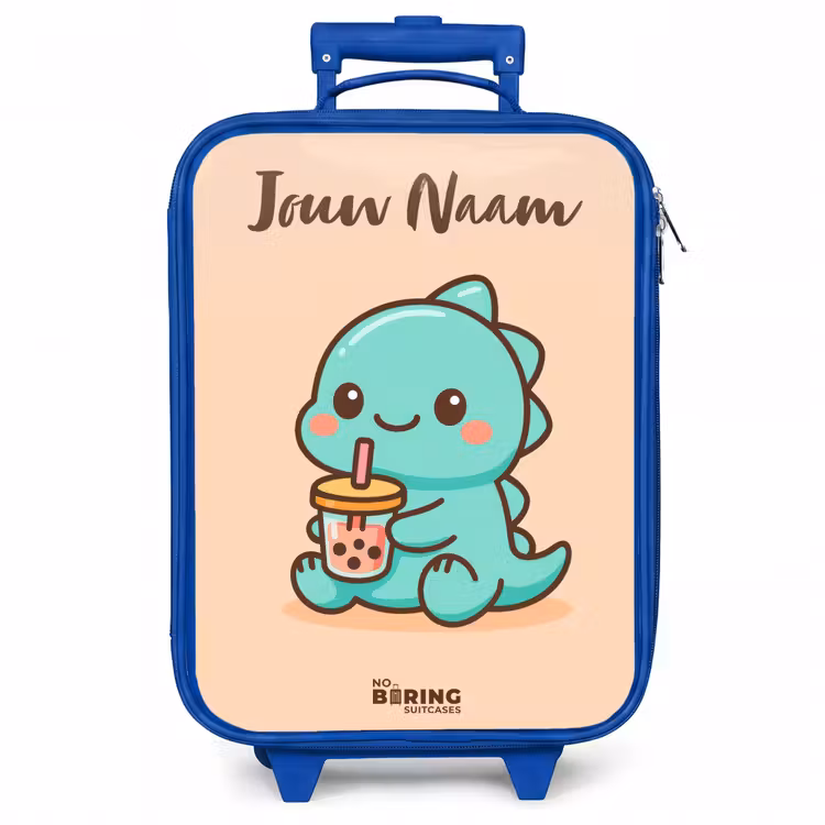 Kinderkoffer met naam - Blauw - Kawai - Dino - Bubbletea — 1