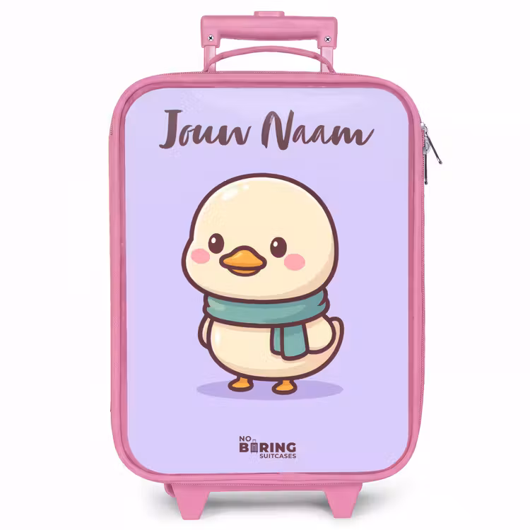 Kinderkoffer met naam - Roze - Kawai - Eend - Sjaal — 1