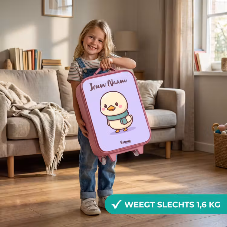 Kinderkoffer met naam - Roze - Kawai - Eend - Sjaal — 2