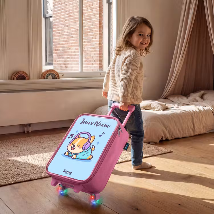 Kinderkoffer met naam - Roze - Kawai - Hond - Muziek — 3