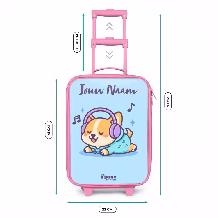 Kinderkoffer met naam - Roze - Kawai - Hond - Muziek — 6