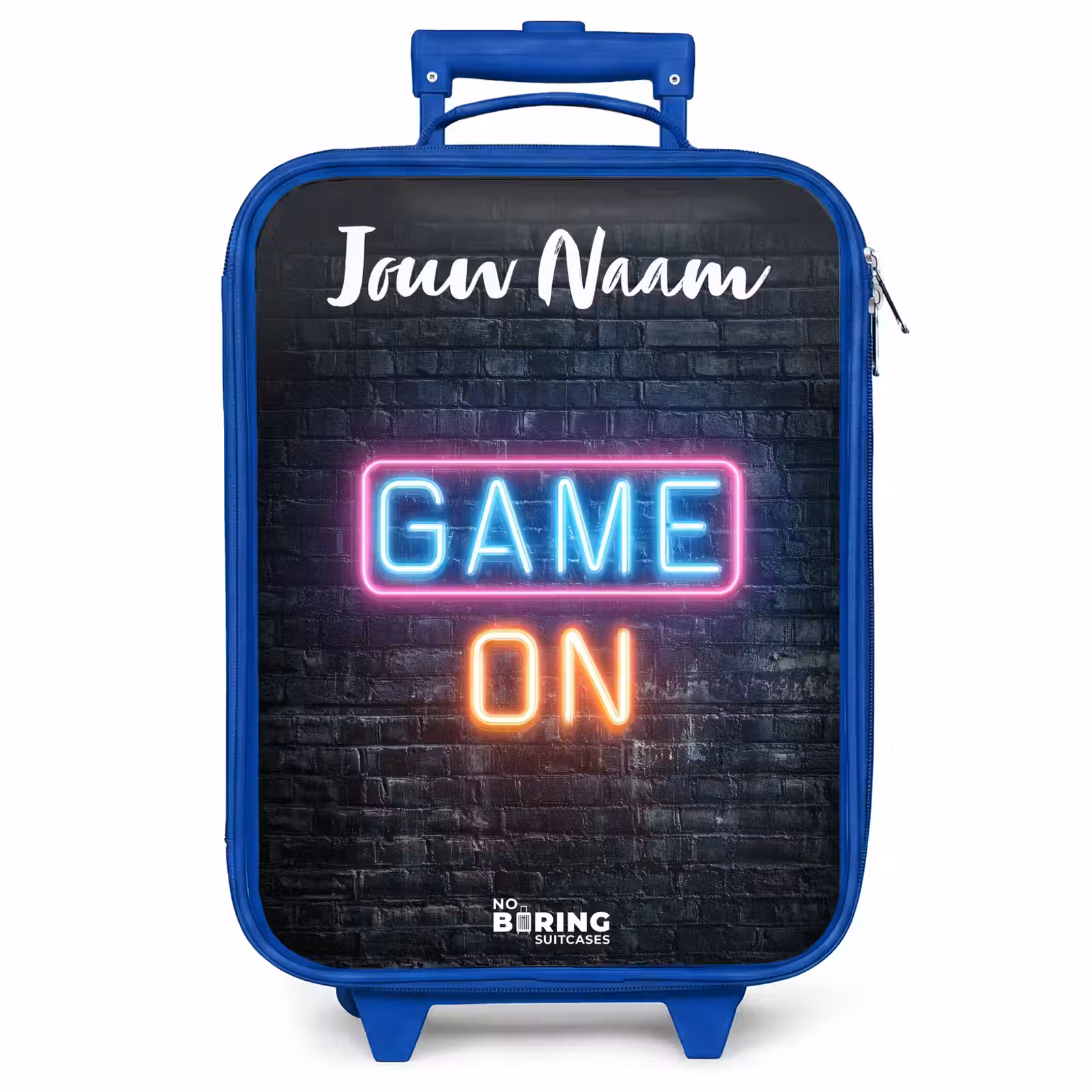 Kinderkoffer met naam - Blauw - Game - Neon - Muur — 1