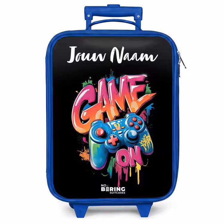 Kinderkoffer met naam - Blauw - Controller - Game - Graffiti - Tekst — 1