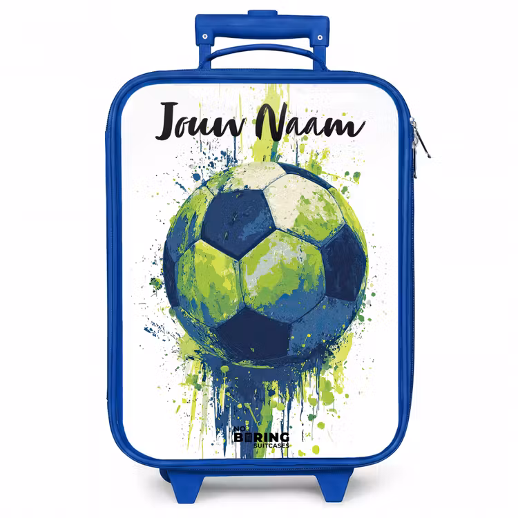 Kinderkoffer met naam - Blauw - Voetbalvibes - Verf - Groen - Blauw — 1