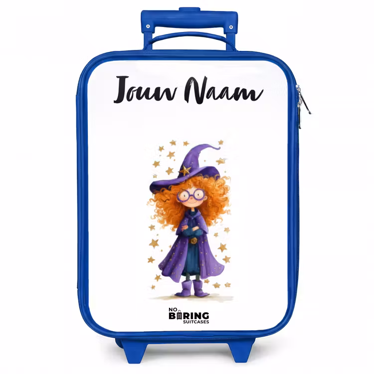 Kinderkoffer met naam - Blauw - Sterrenmagie met krullen — 1
