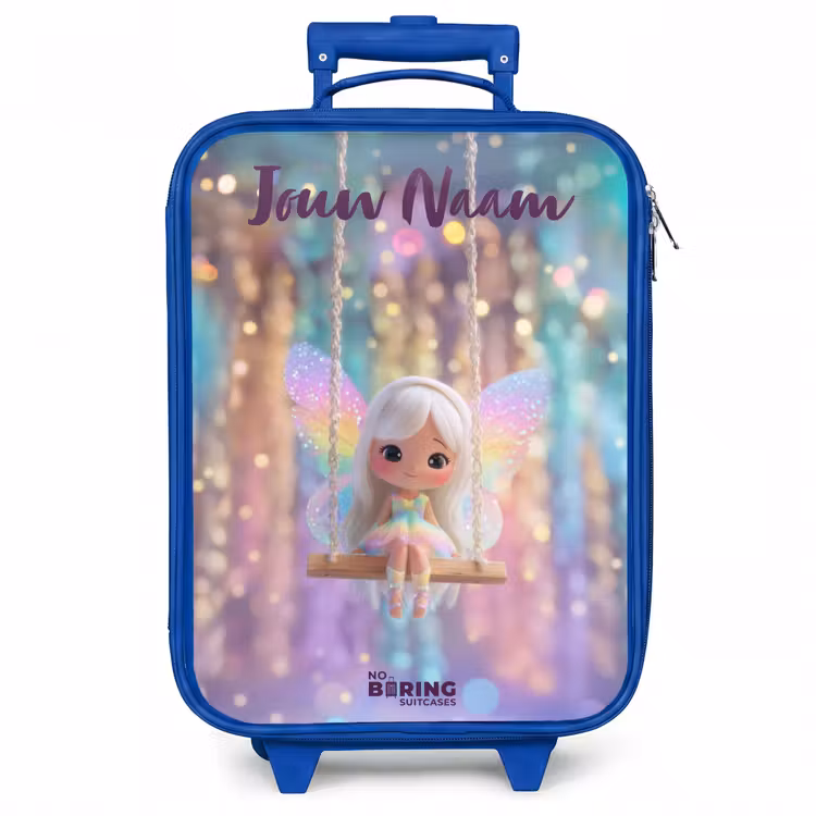 Kinderkoffer met naam - Blauw - Fee - Elf - Regenboog — 1