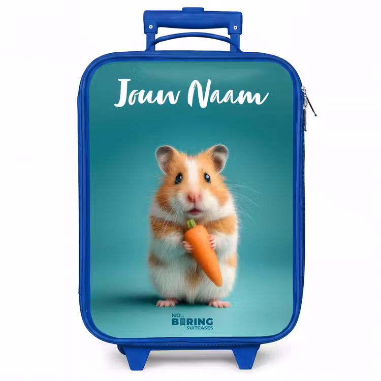 Kinderkoffer met naam - Blauw - Hamster - Wortel - Dier — 1