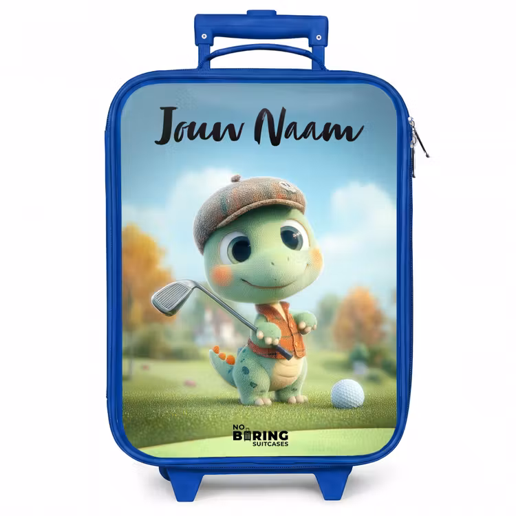 Kinderkoffer met naam - Blauw - Golf - Dino - Groen — 1