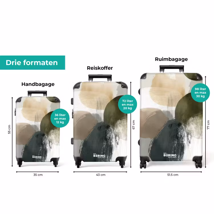 Koffer - Minimalistisch - Cirkels - Penseelstreken - Beige — 8