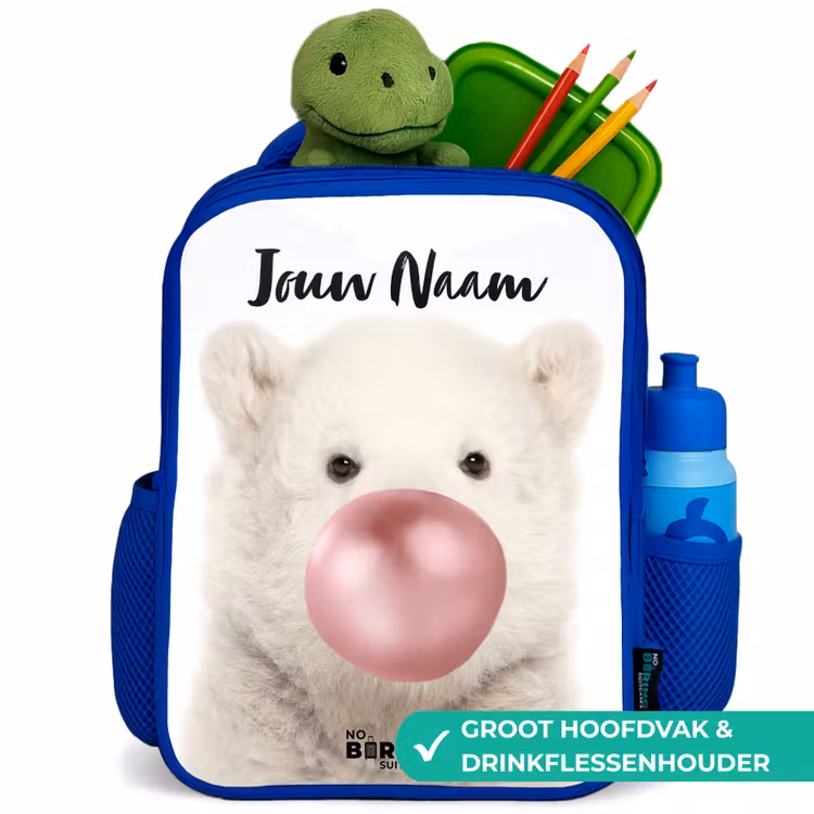 Kinderrugzak met naam - Blauw - Bubblegum beer — 5