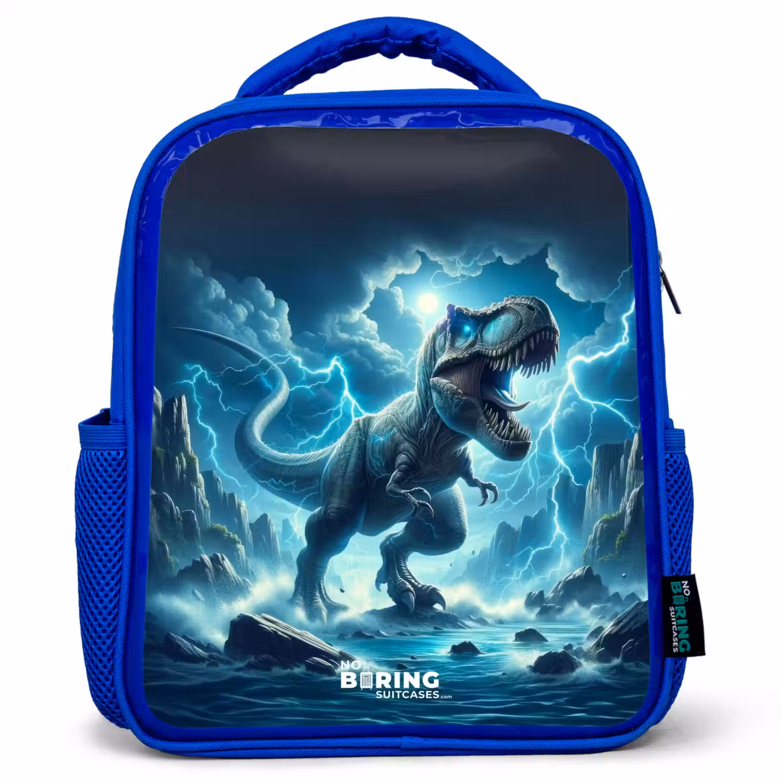Kinderrugzak met naam - Blauw - Donderslagdino — 1