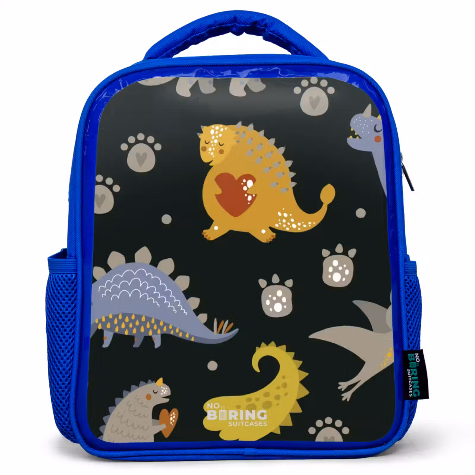 Kinderrugzak met naam - Blauw - Liefdevolle dinosaurus — 1