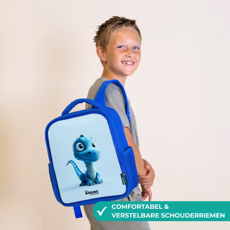 Kinderrugzak met naam - Blauw - Blije Bronto — 4