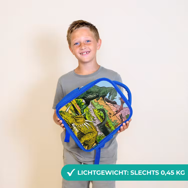 Kinderrugzak met naam - Blauw - Feest in Dinosaurusland — 2
