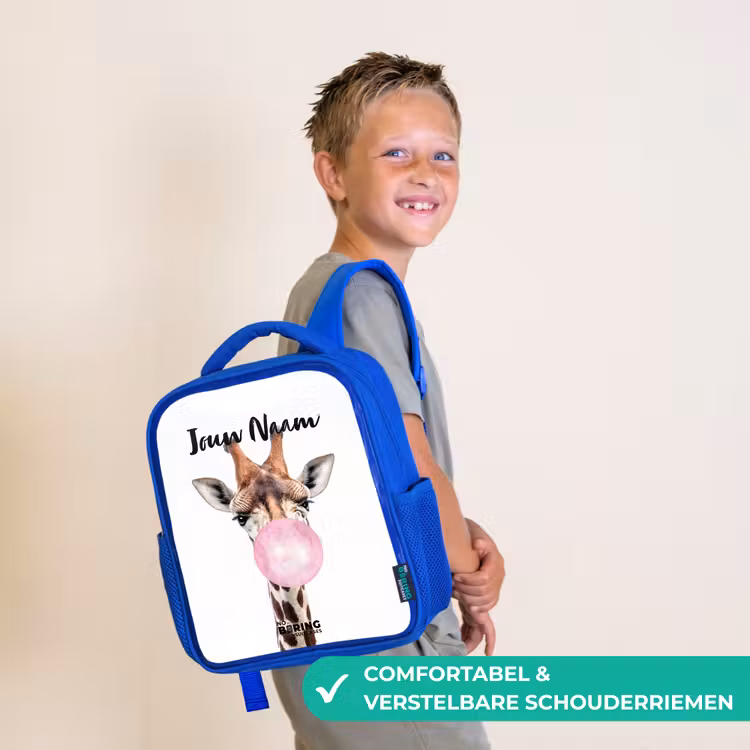 Kinderrugzak met naam - Blauw - Kauwende Kobus — 4