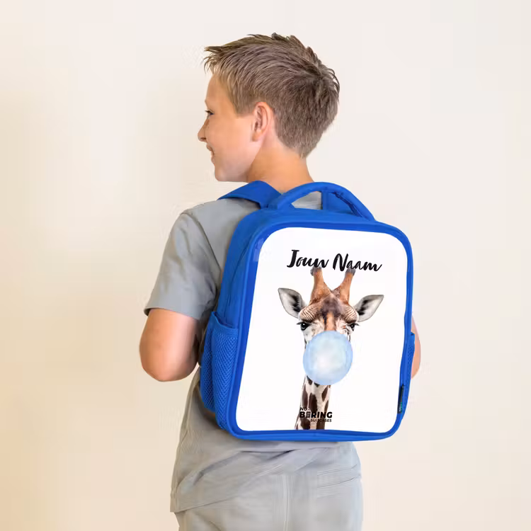 Kinderrugzak met naam - Blauw - Kauwende Kobus blauw — 3