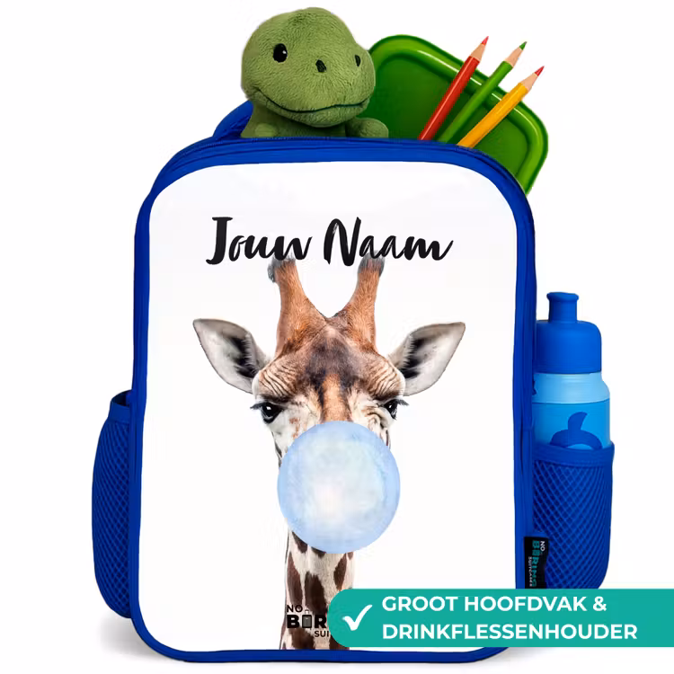 Kinderrugzak met naam - Blauw - Kauwende Kobus blauw — 5