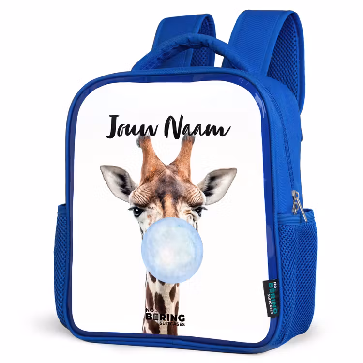 Kinderrugzak met naam - Blauw - Kauwende Kobus blauw — 9