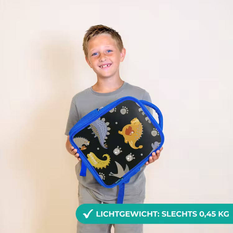 Kinderrugzak met naam - Blauw - Liefdevolle dinosaurus — 2