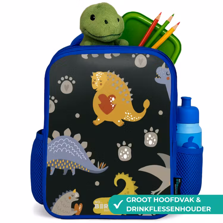 Kinderrugzak met naam - Blauw - Liefdevolle dinosaurus — 5