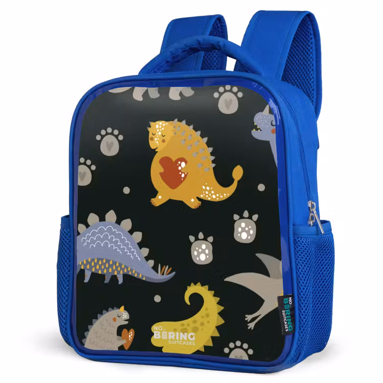 Kinderrugzak met naam - Blauw - Liefdevolle dinosaurus — 9