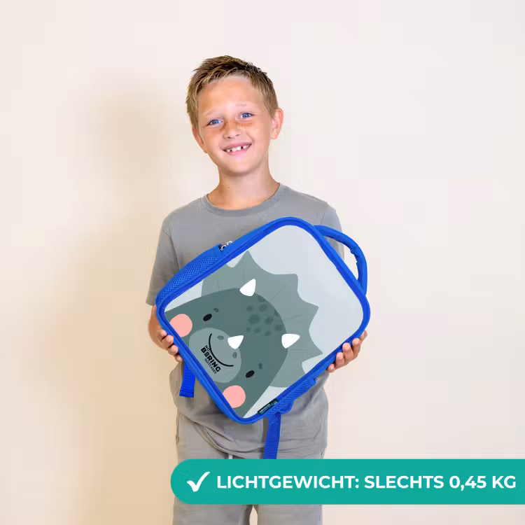 Kinderrugzak met naam - Blauw - Tigo triceratops — 2