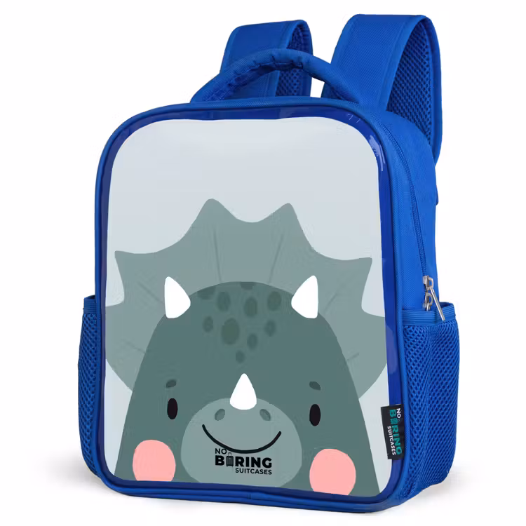 Kinderrugzak met naam - Blauw - Tigo triceratops — 9