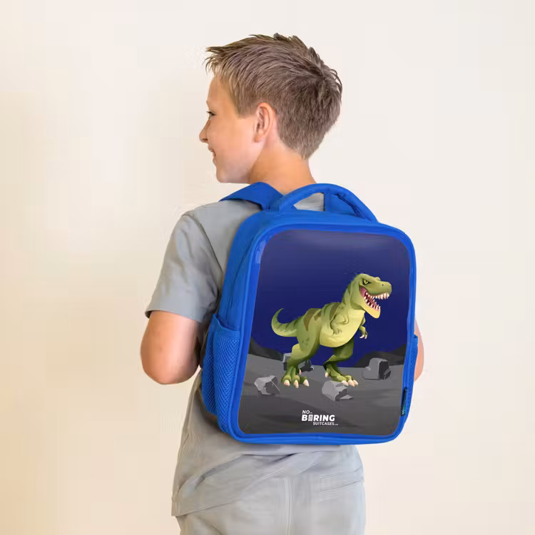 Kinderrugzak met naam - Blauw - Tjibbe T-Rex — 3