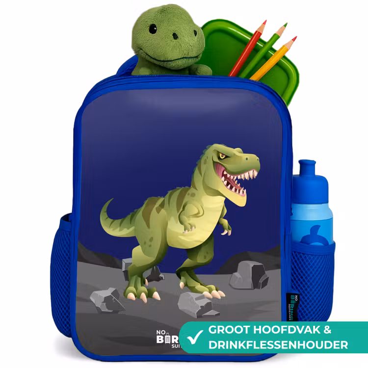Kinderrugzak met naam - Blauw - Tjibbe T-Rex — 5