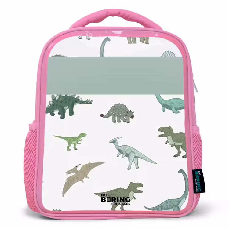 Kinderrugzak met naam - Roze - Dino Dynastie — 1
