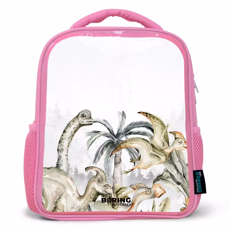 Kinderrugzak met naam - Roze - Dino Jungle — 1