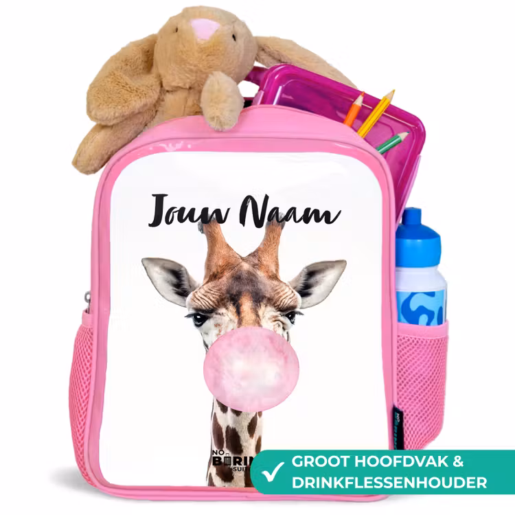 Kinderrugzak met naam - Roze - Kauwende Kobus — 2