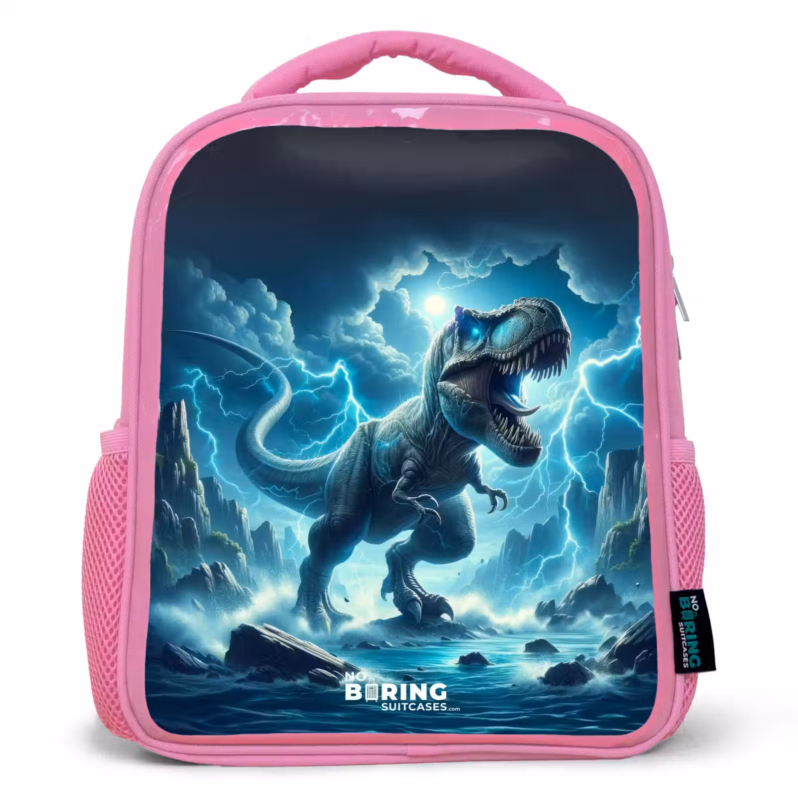Kinderrugzak met naam - Roze - Donderslagdino — 1