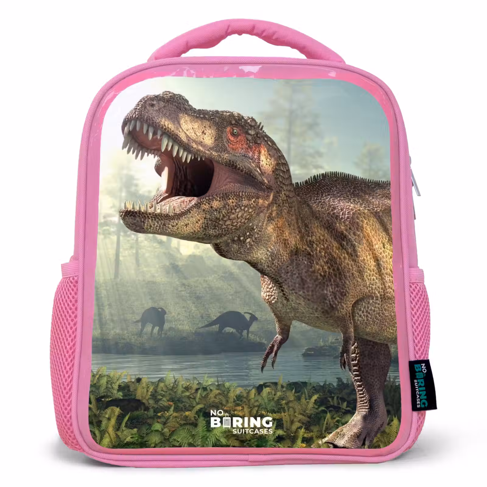 Kinderrugzak met naam - Roze - Thijs Tyrannosaurus — 1