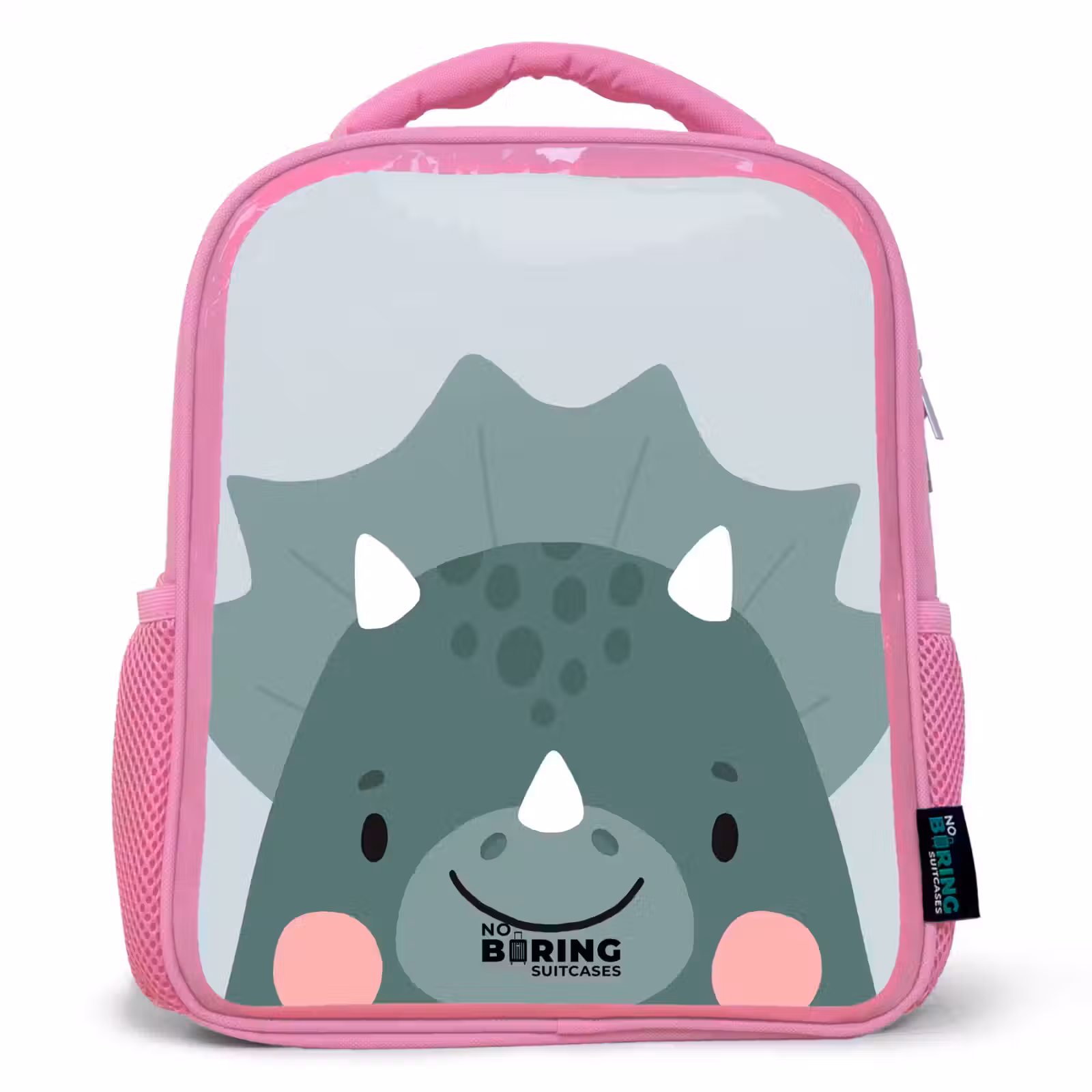 Kinderrugzak met naam - Roze - Tigo triceratops — 1