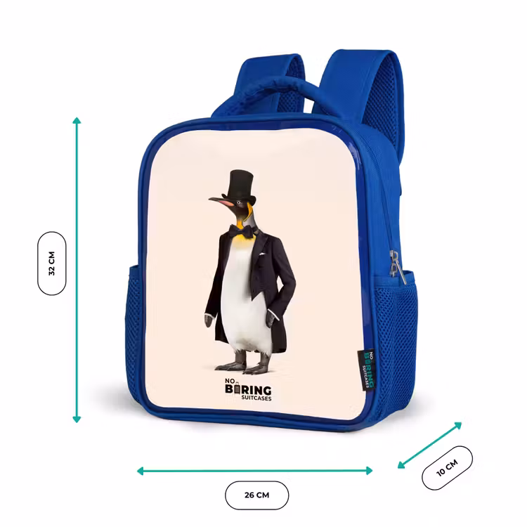 Kinderrugzak met naam - Blauw - Pinguin in Pak — 6