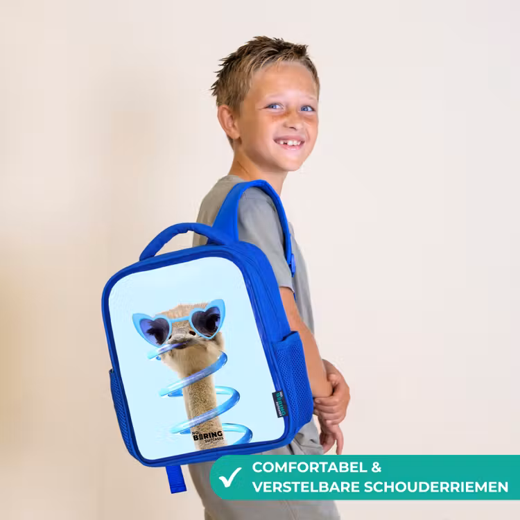 Kinderrugzak met naam - Blauw - Sierk Struisvogel Blauw — 4