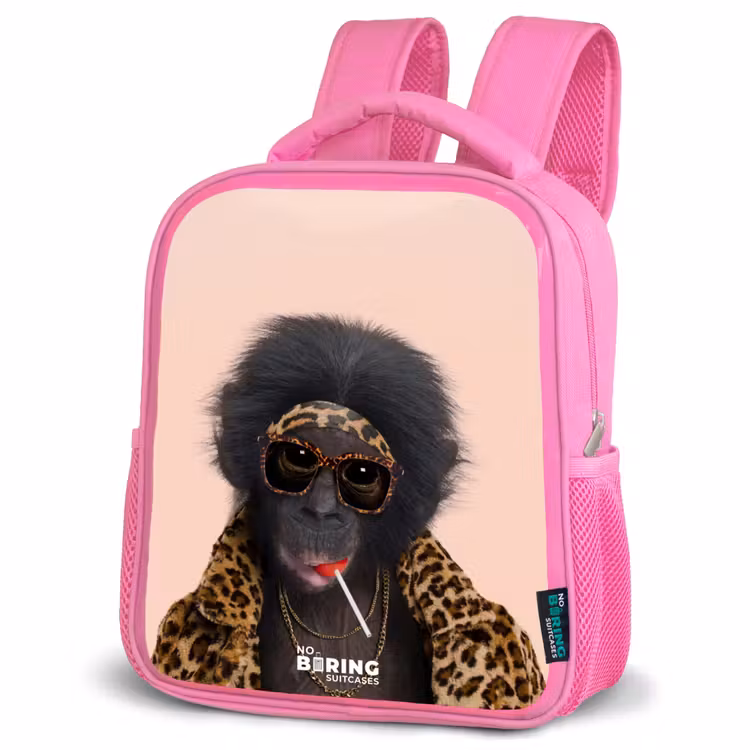 Kinderrugzak met naam - Roze - Aap met Loly — 6