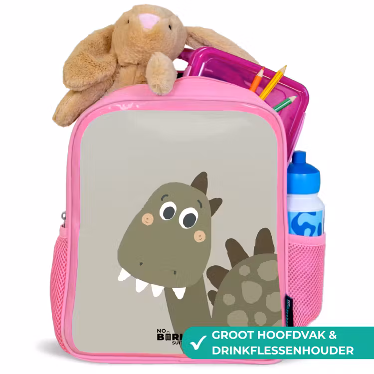 Kinderrugzak met naam - Roze - Danny dino — 2