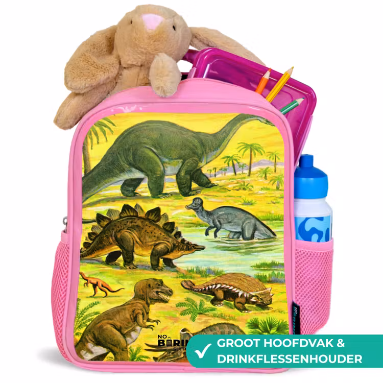 Kinderrugzak met naam - Roze - Dinosaurus in Dinosaurusland — 2