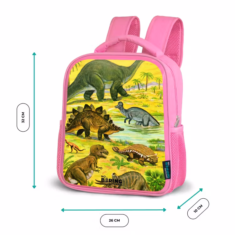 Kinderrugzak met naam - Roze - Dinosaurus in Dinosaurusland — 3