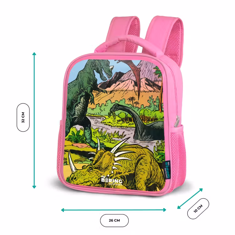 Kinderrugzak met naam - Roze - Feest in Dinosaurusland — 3